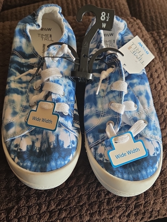 Time and Tru Shoes - Time and Tru Blue Tie-Dye Womens 8.5 Wide Width Sneakers New